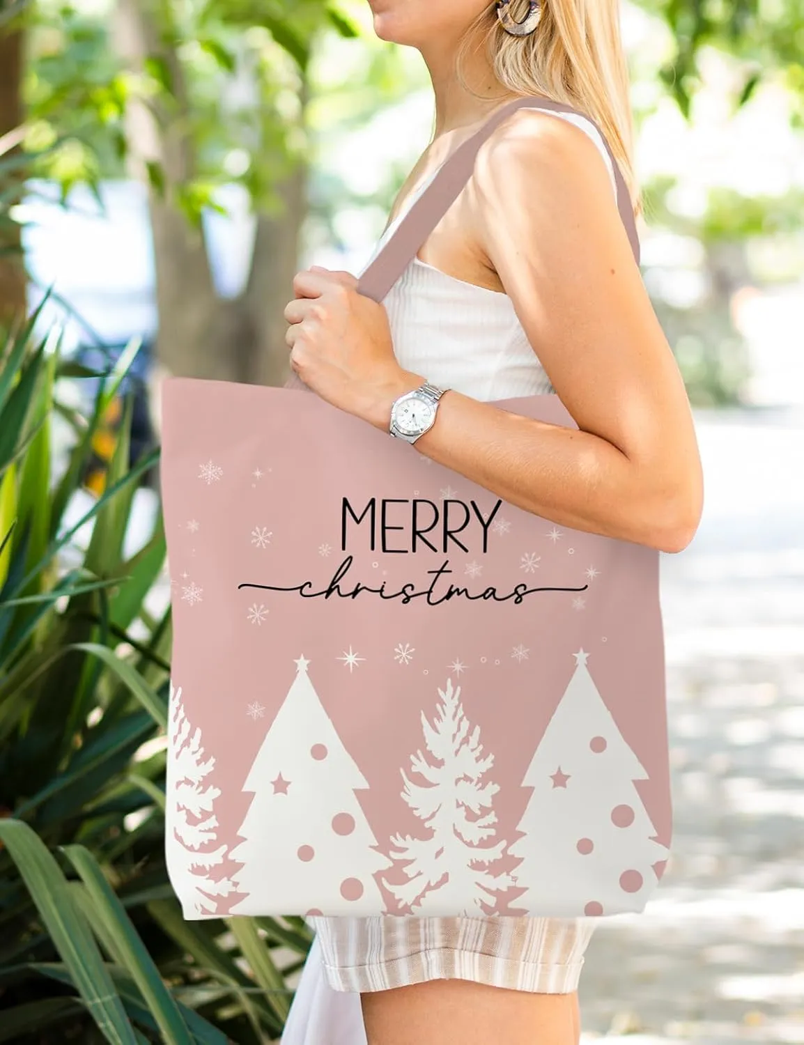Christmas Tote Bag, Christmas Canvas Tote Bag for Women, Christmas Tote Bags with Handles
