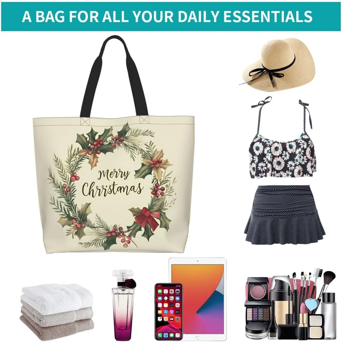 Christmas Tote Bags women Large shopping Bag Christmas Handbags Travel Bags