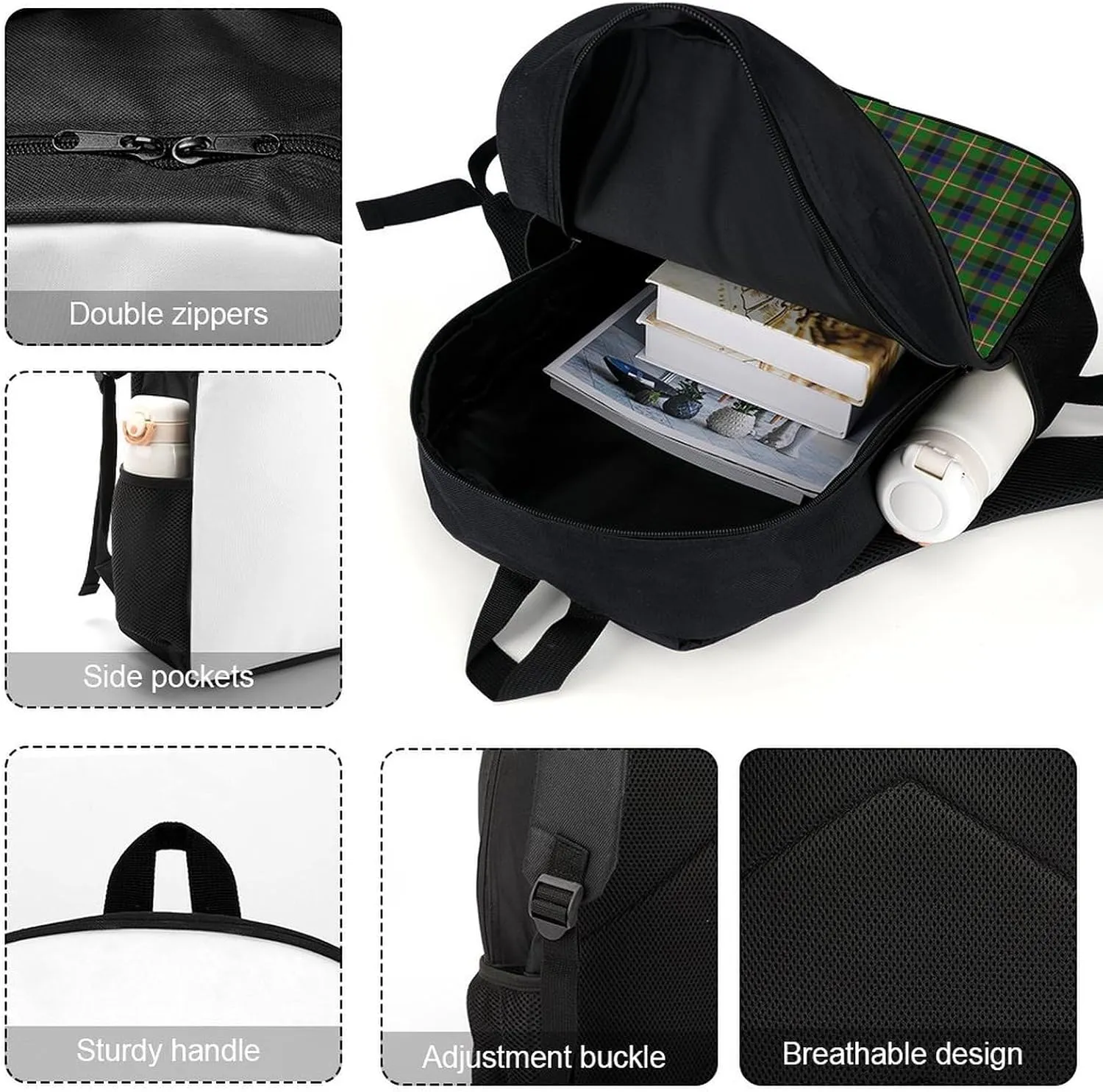 Clan Reid Tartan Backpack Lightweight Waterproof Backpacks Laptop Backpack for Unisex Casual Travel Daypacks Large Capacity