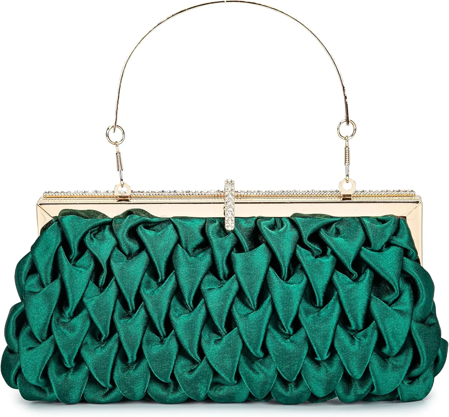 Classic Satin Clutch Bag Diamante Embellished Formal Evening Handbag for Wedding Prom Party Purses