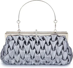 Classic Satin Clutch Bag Diamante Embellished Formal Evening Handbag for Wedding Prom Party Purses