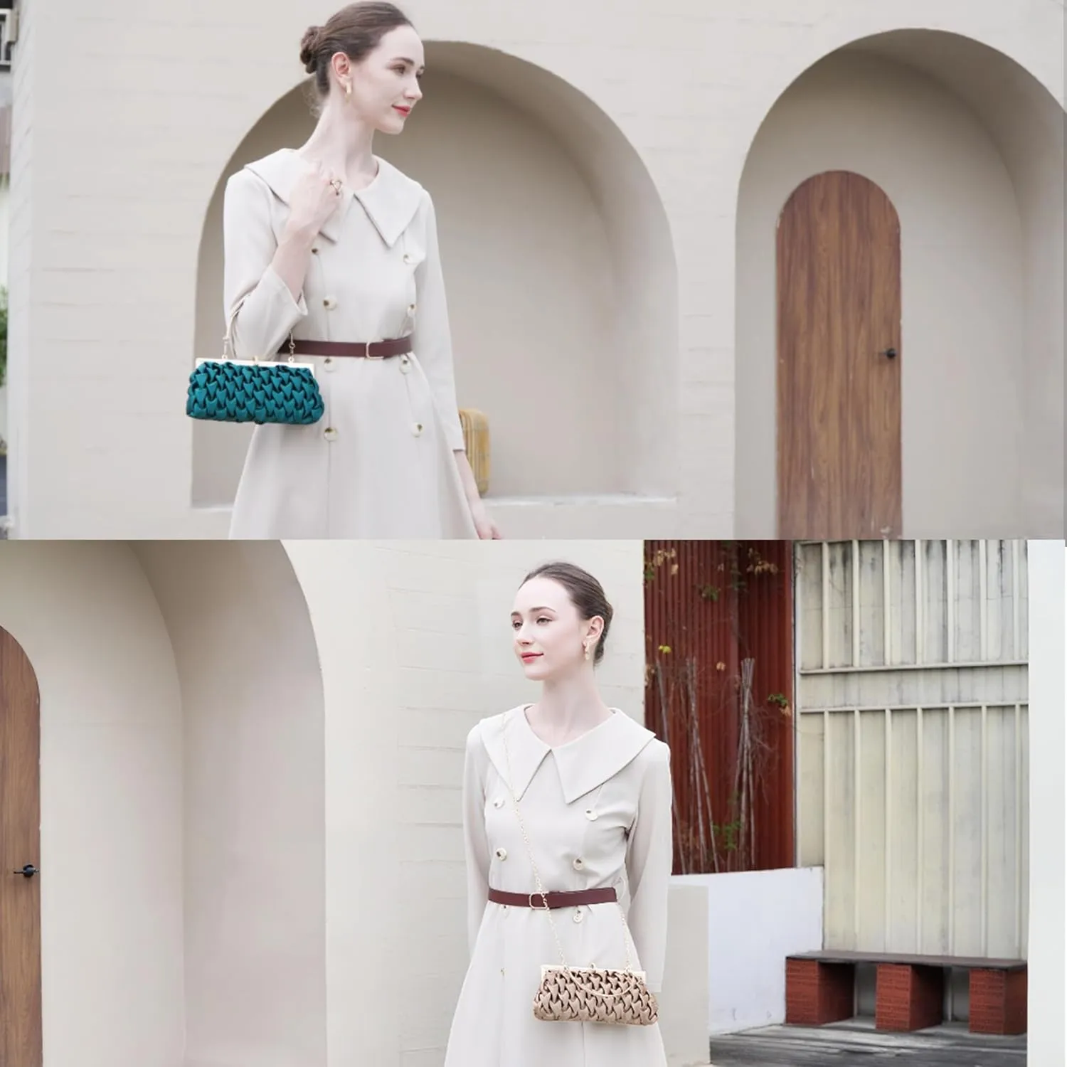 Classic Satin Clutch Bag Diamante Embellished Formal Evening Handbag for Wedding Prom Party Purses