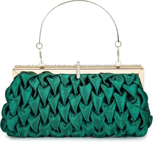 Classic Satin Clutch Bag Diamante Embellished Formal Evening Handbag for Wedding Prom Party Purses