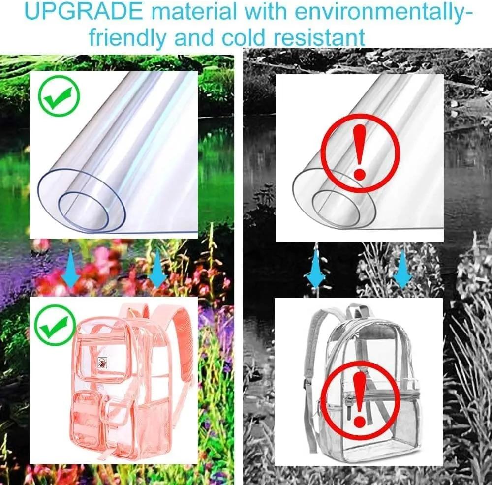 Clear Backpack, Transparent Bookbag Heavy Duty See Through Backpacks