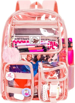 Clear Backpack, Transparent Bookbag Heavy Duty See Through Backpacks