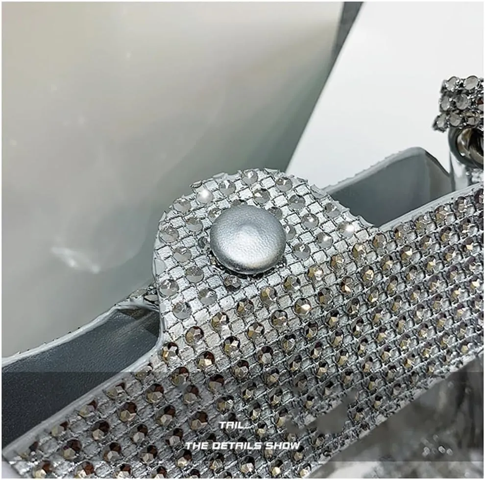 Clear Chain Evening Clutch Bag Stadium Approved Rhinestone Handbag Shoulder Bag Jelly Purse