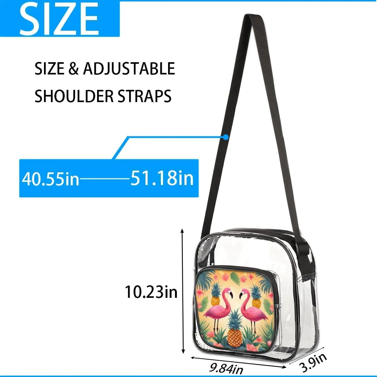 Clear Crossbody Bag Stadium Approved Clear Bag for Concert Sport Event Messenger Bag for Men Women