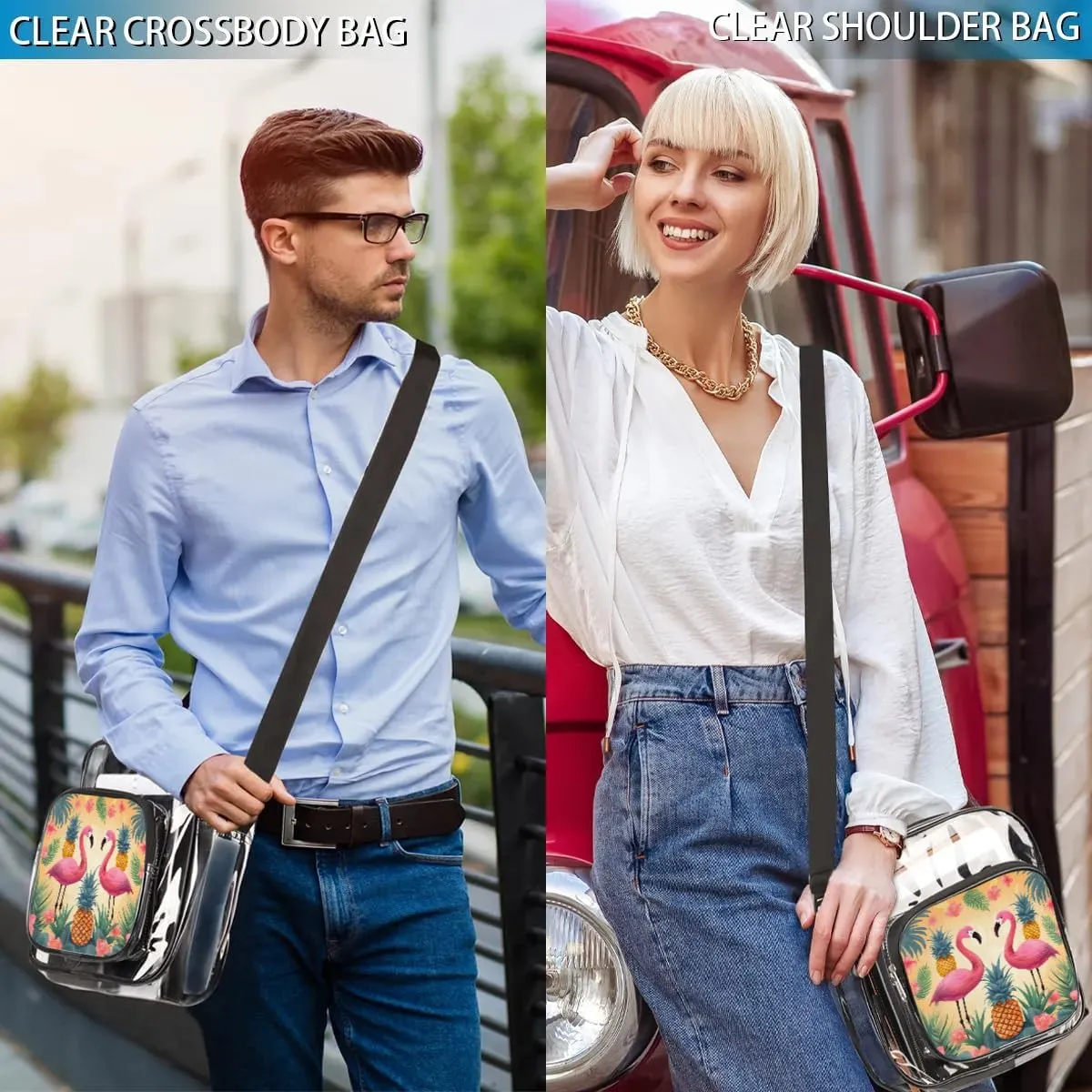 Clear Crossbody Bag Stadium Approved Clear Bag for Concert Sport Event Messenger Bag for Men Women