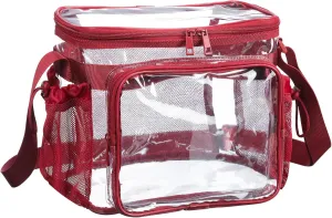 Clear Lunch Bag for Work, Correctional Officer Work shoulder crossbody tote Concets Approved Transparent see through plastic -Encore Red