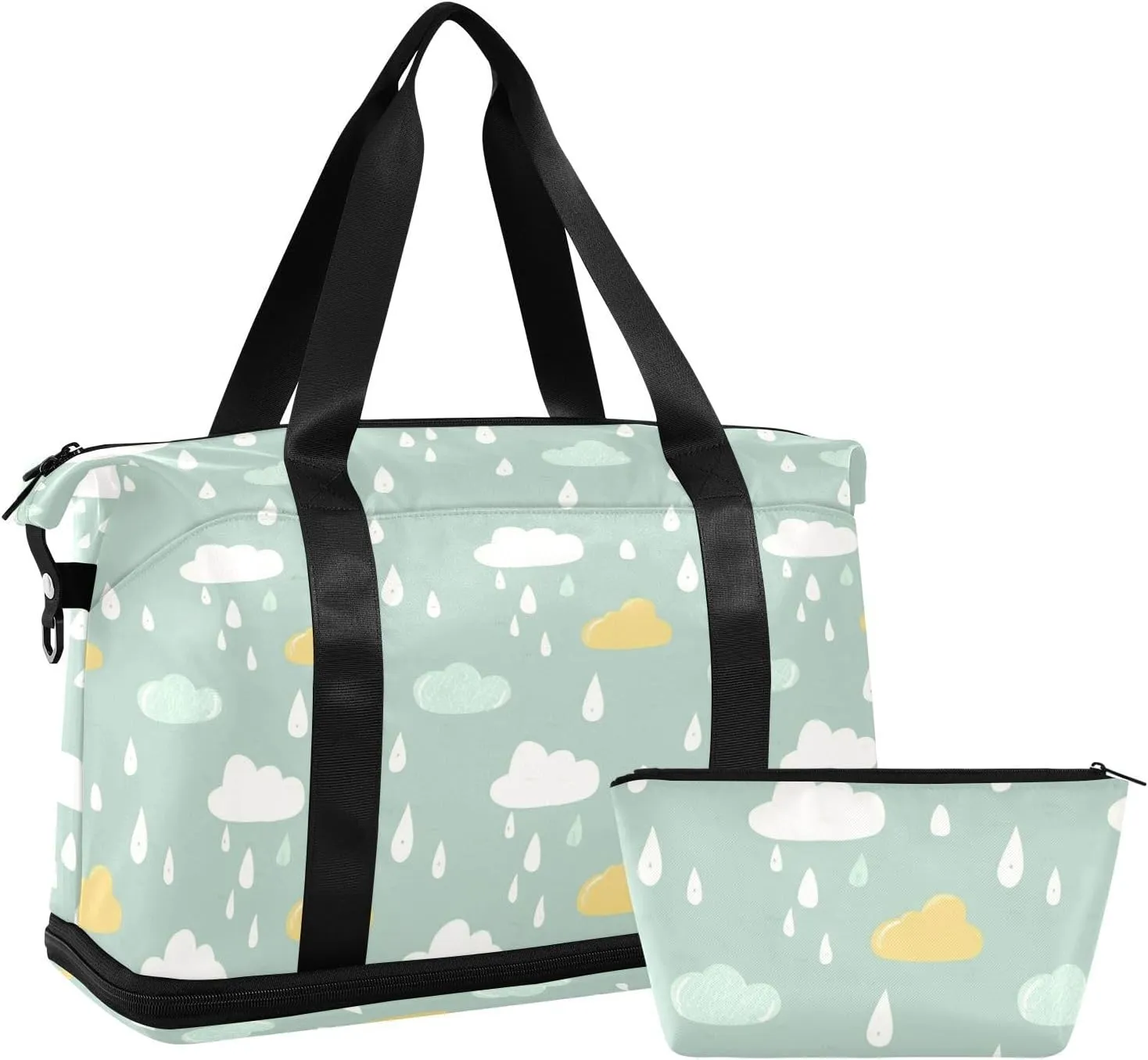 clouds Duffel Bags Weekender/Overnight Duffel Gym Bag with Toiletry Bag for Business Trips 2 Pcs Set