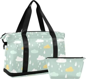 clouds Duffel Bags Weekender/Overnight Duffel Gym Bag with Toiletry Bag for Business Trips 2 Pcs Set