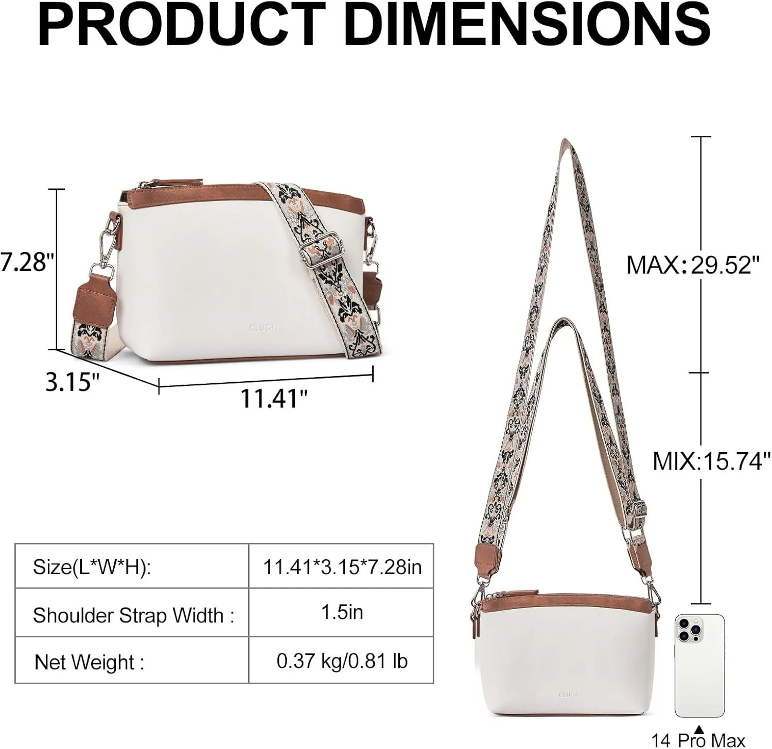 CLUCI Crossbody Bags for Women, Vegan Leather Shoulder Handbags, Purses for Women with Adjustable Wide Strap