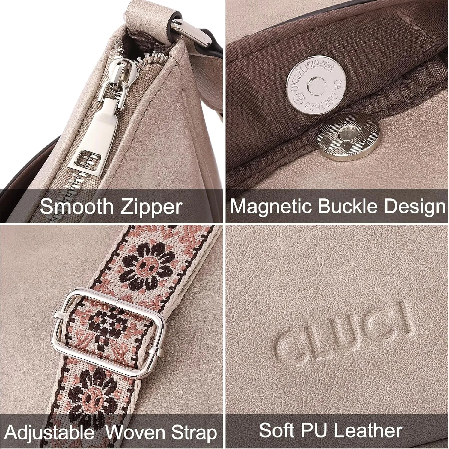 CLUCI Crossbody Bags for Women, Vegan Leather Shoulder Handbags, Purses for Women with Adjustable Wide Strap
