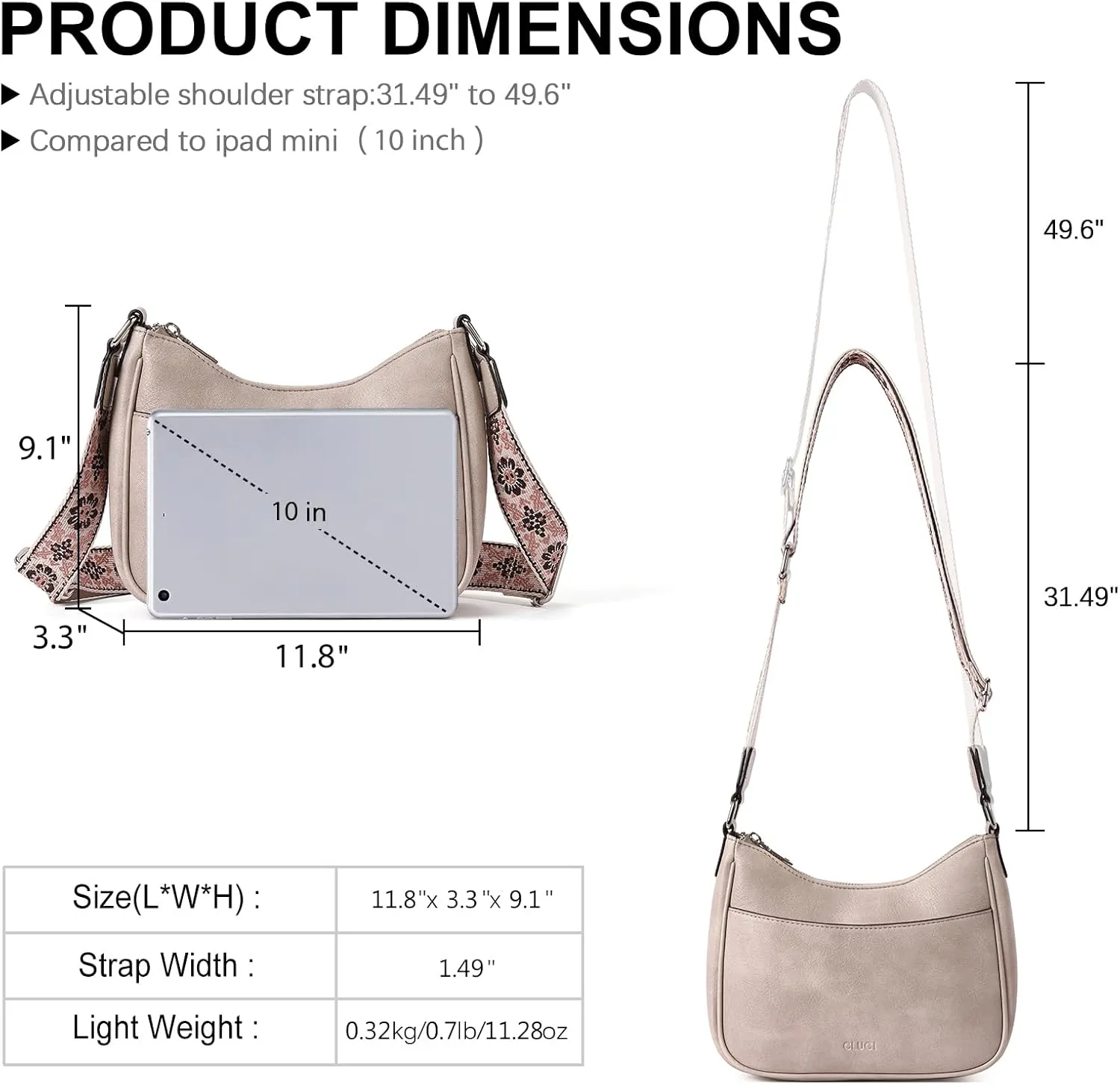CLUCI Crossbody Bags for Women, Vegan Leather Shoulder Handbags, Purses for Women with Adjustable Wide Strap