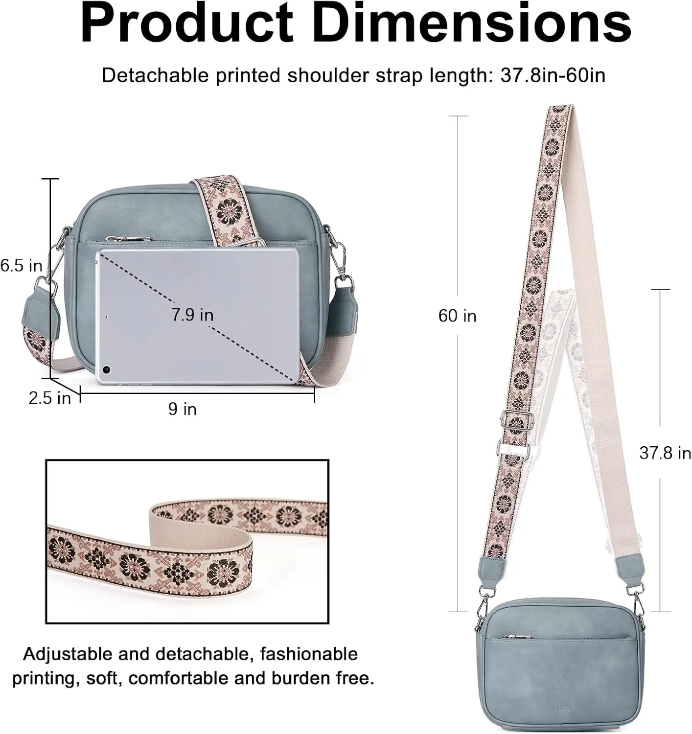 CLUCI Crossbody Bags for Women, Vegan Leather Shoulder Handbags，Purses for Women with Adjustable Wide Strap