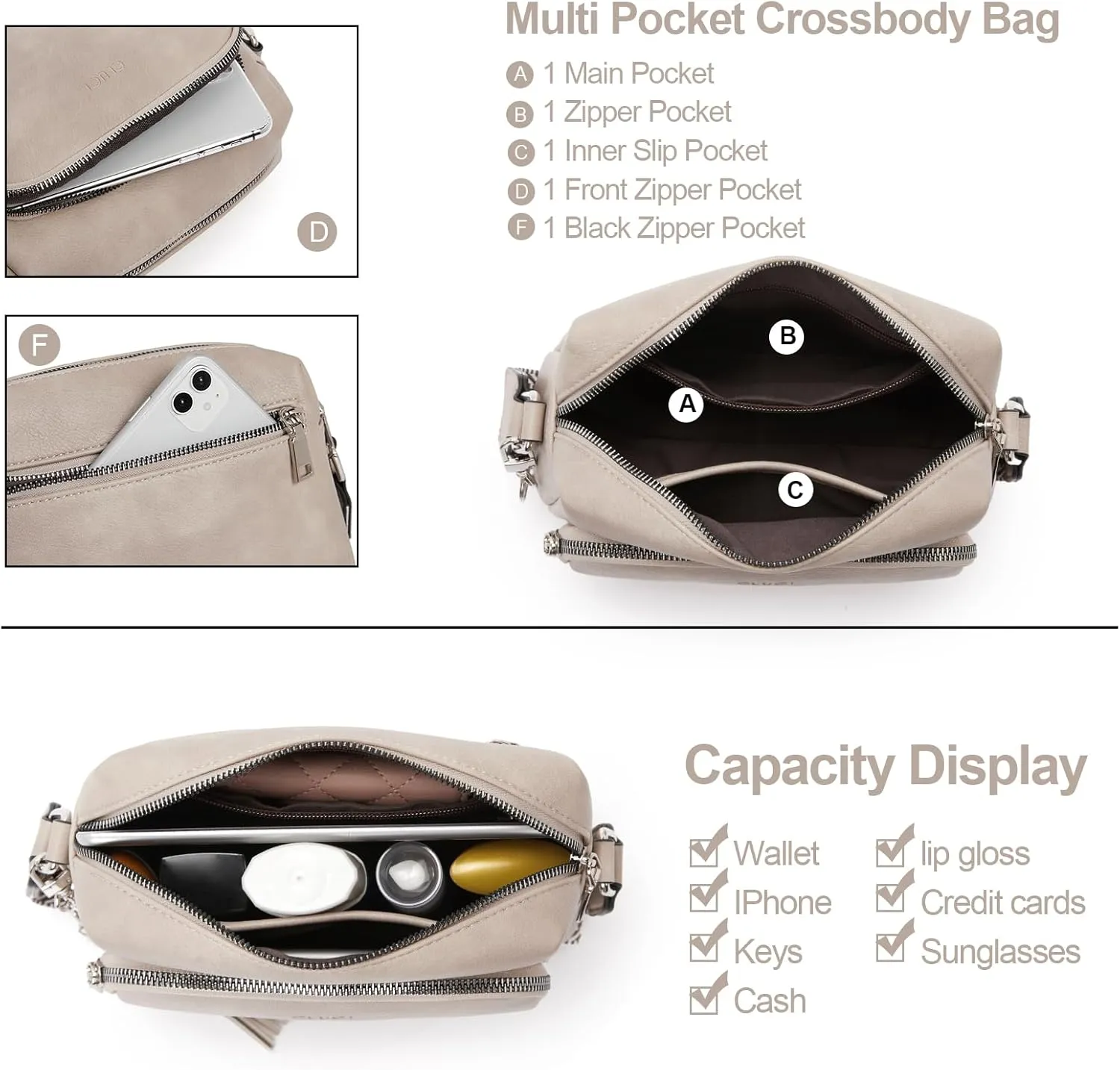 CLUCI Crossbody Bags for Women, Vegan Leather Shoulder Handbags，Purses for Women with Adjustable Wide Strap