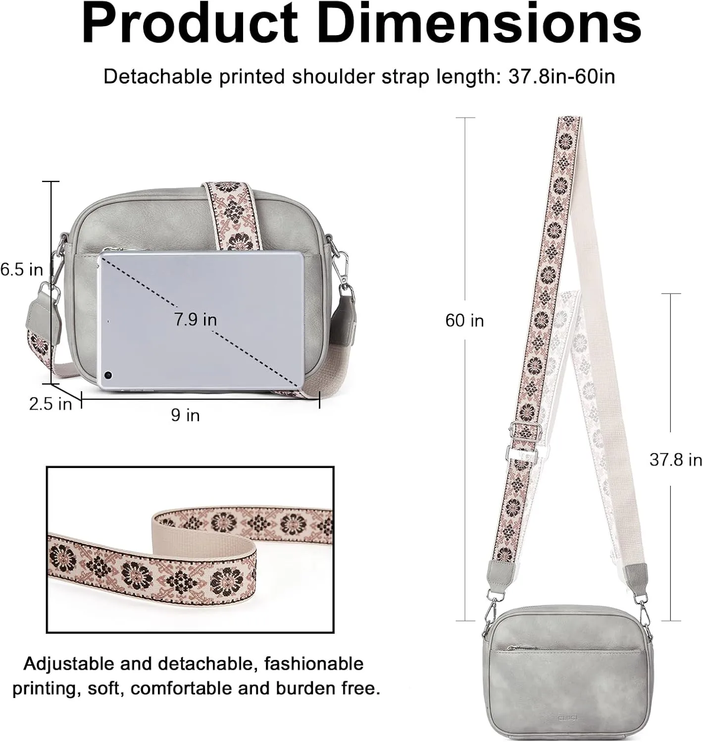 CLUCI Crossbody Bags for Women, Vegan Leather Shoulder Handbags，Purses for Women with Adjustable Wide Strap
