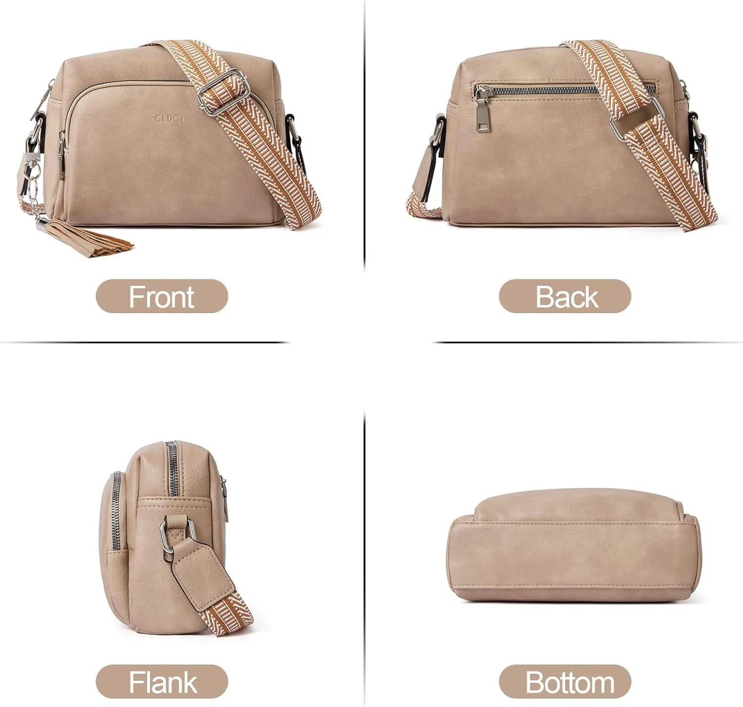 CLUCI Crossbody Bags for Women, Vegan Leather Shoulder Handbags，Purses for Women with Adjustable Wide Strap