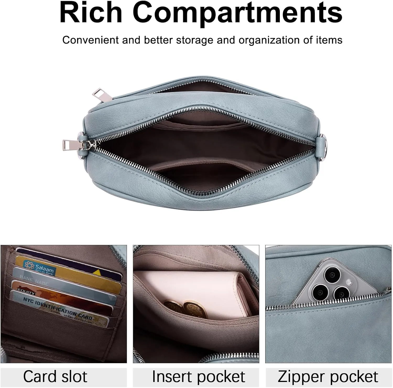 CLUCI Crossbody Bags for Women, Vegan Leather Shoulder Handbags，Purses for Women with Adjustable Wide Strap