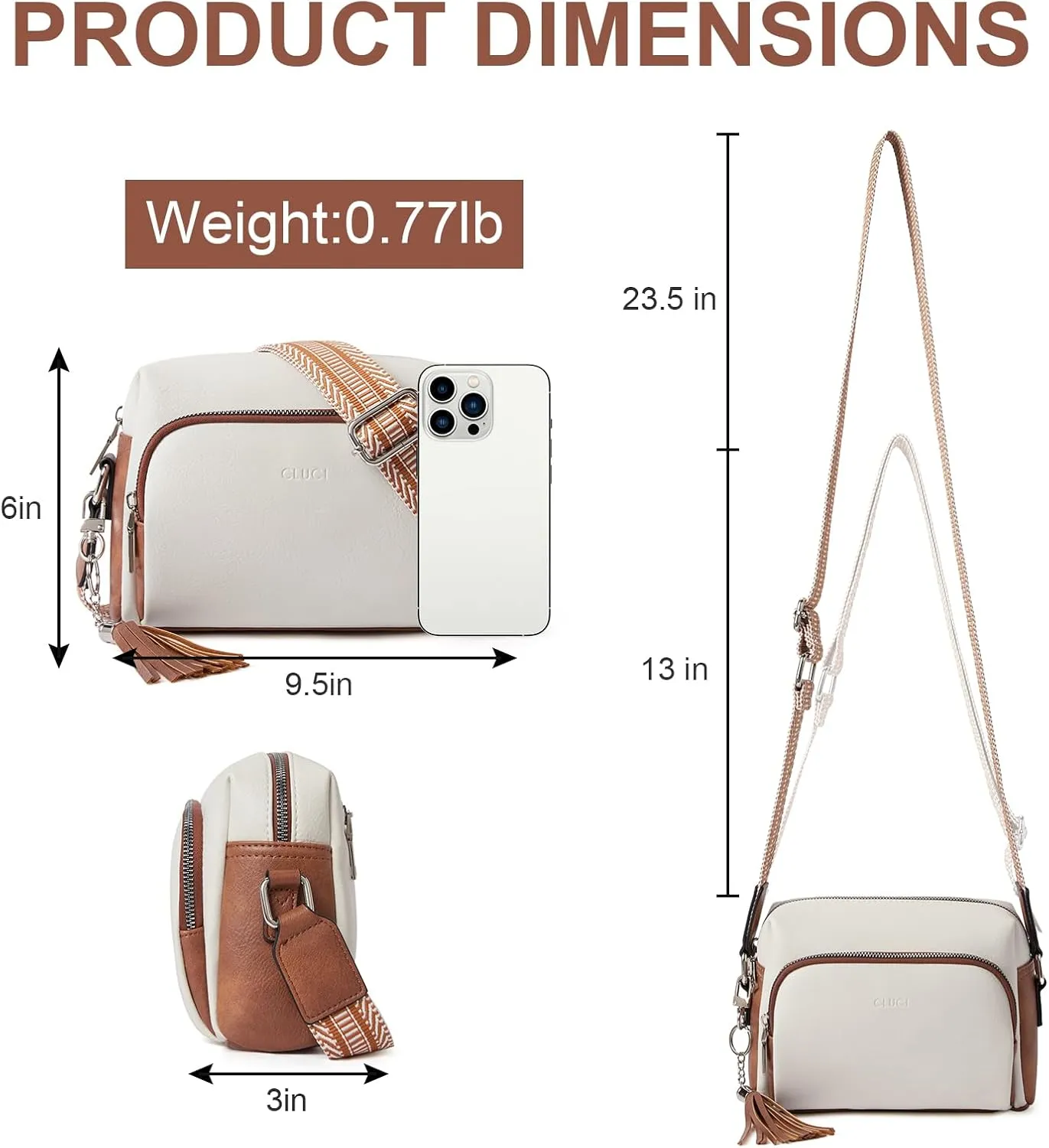 CLUCI Crossbody Bags for Women, Vegan Leather Shoulder Handbags，Purses for Women with Adjustable Wide Strap