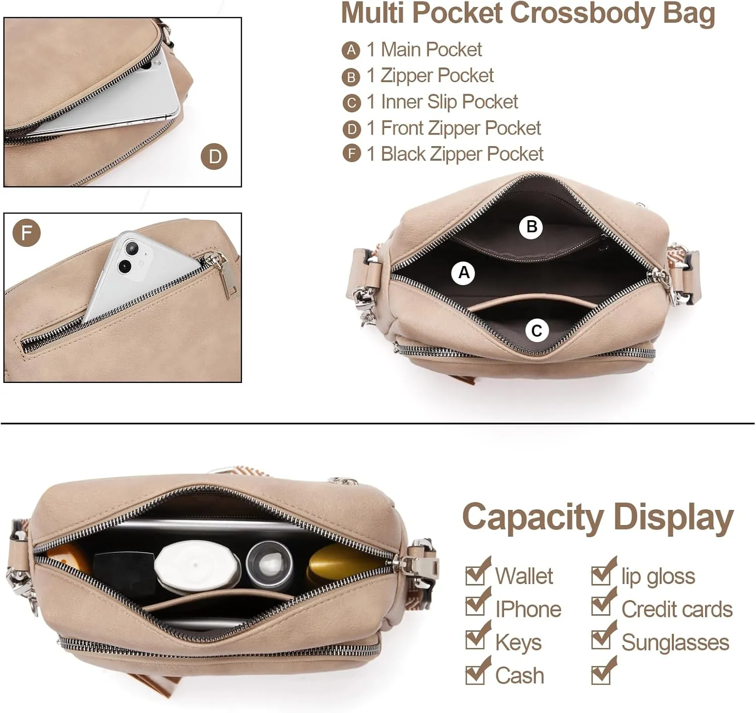 CLUCI Crossbody Bags for Women, Vegan Leather Shoulder Handbags，Purses for Women with Adjustable Wide Strap