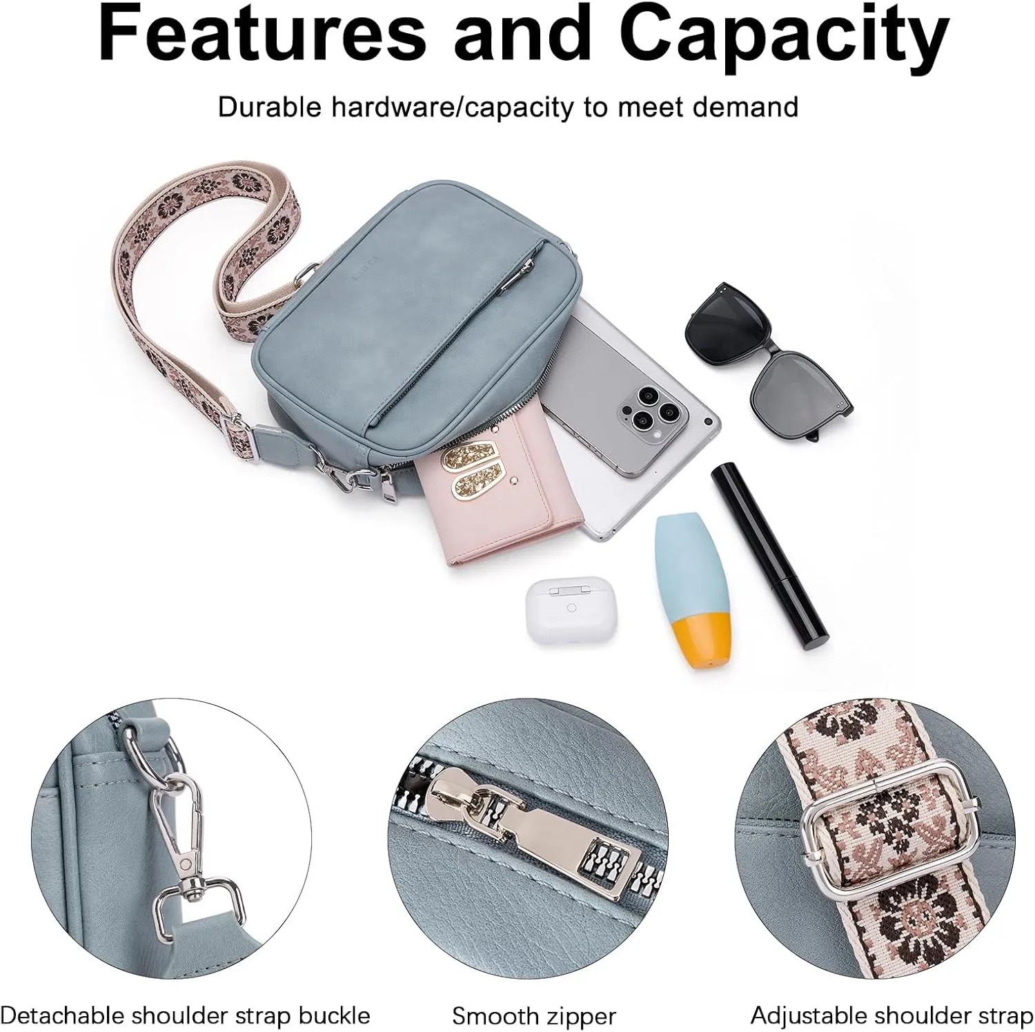 CLUCI Crossbody Bags for Women, Vegan Leather Shoulder Handbags，Purses for Women with Adjustable Wide Strap