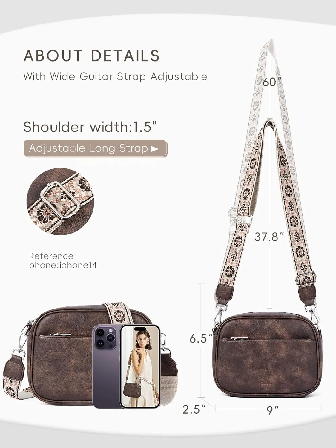 CLUCI Crossbody Bags for Women, Vegan Leather Shoulder Handbags，Purses for Women with Adjustable Wide Strap