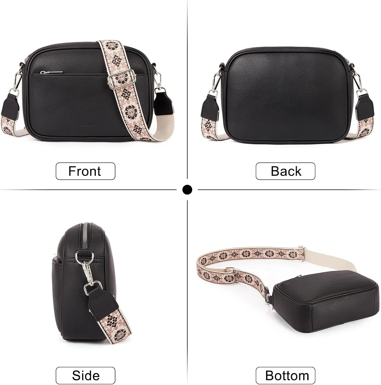 CLUCI Crossbody Bags for Women, Vegan Leather Shoulder Handbags，Purses for Women with Adjustable Wide Strap