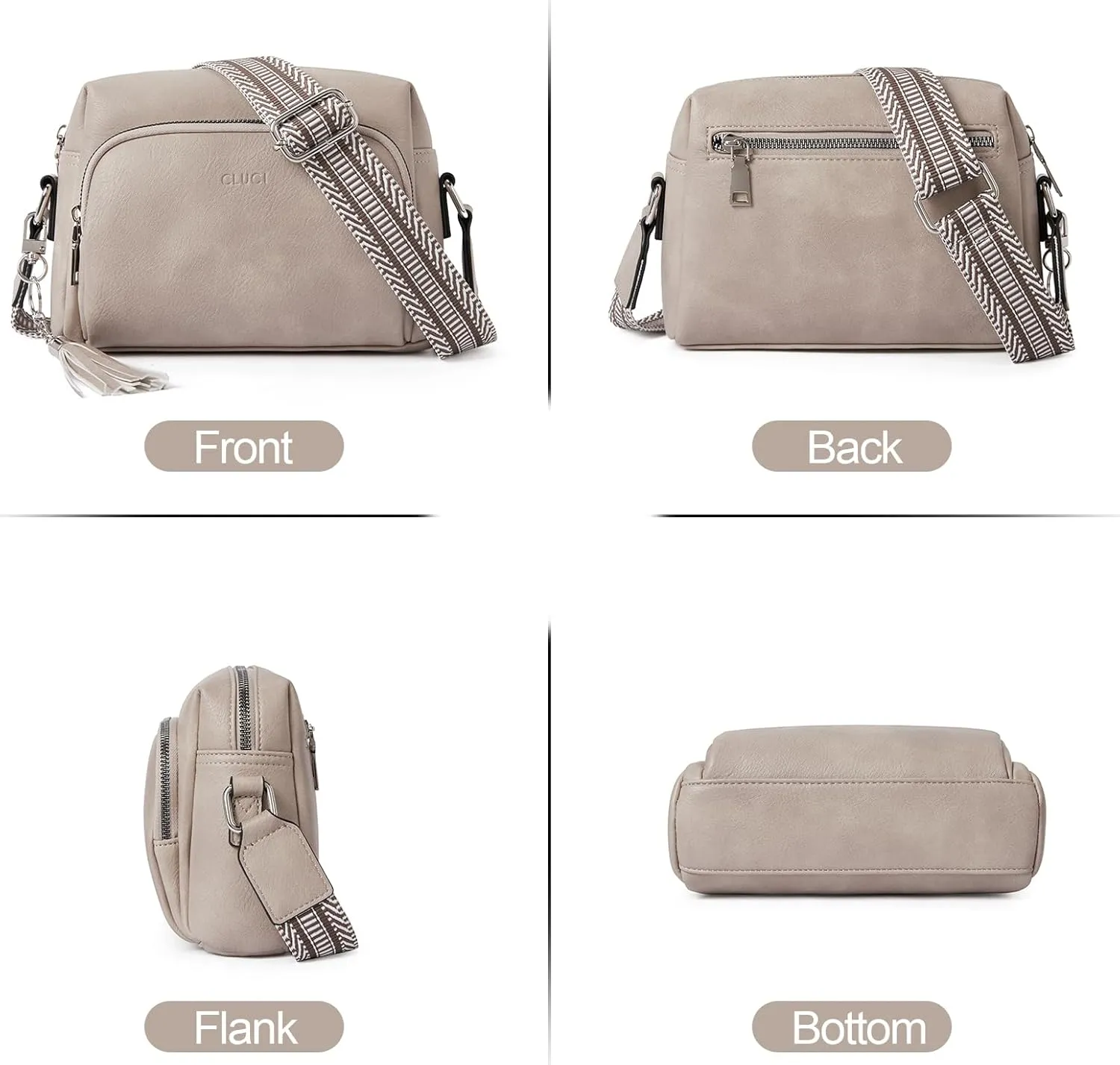 CLUCI Crossbody Bags for Women, Vegan Leather Shoulder Handbags，Purses for Women with Adjustable Wide Strap