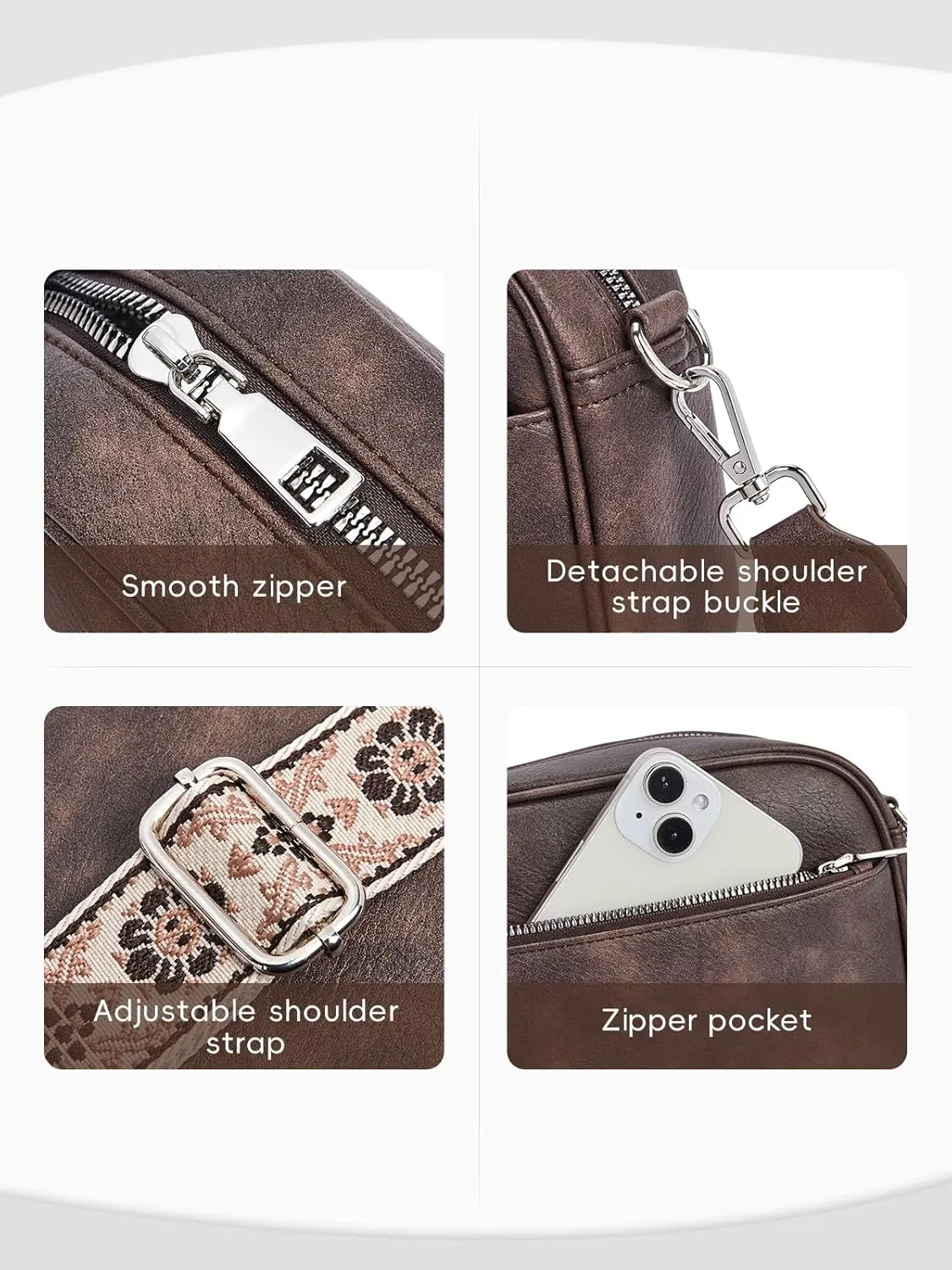 CLUCI Crossbody Bags for Women, Vegan Leather Shoulder Handbags，Purses for Women with Adjustable Wide Strap