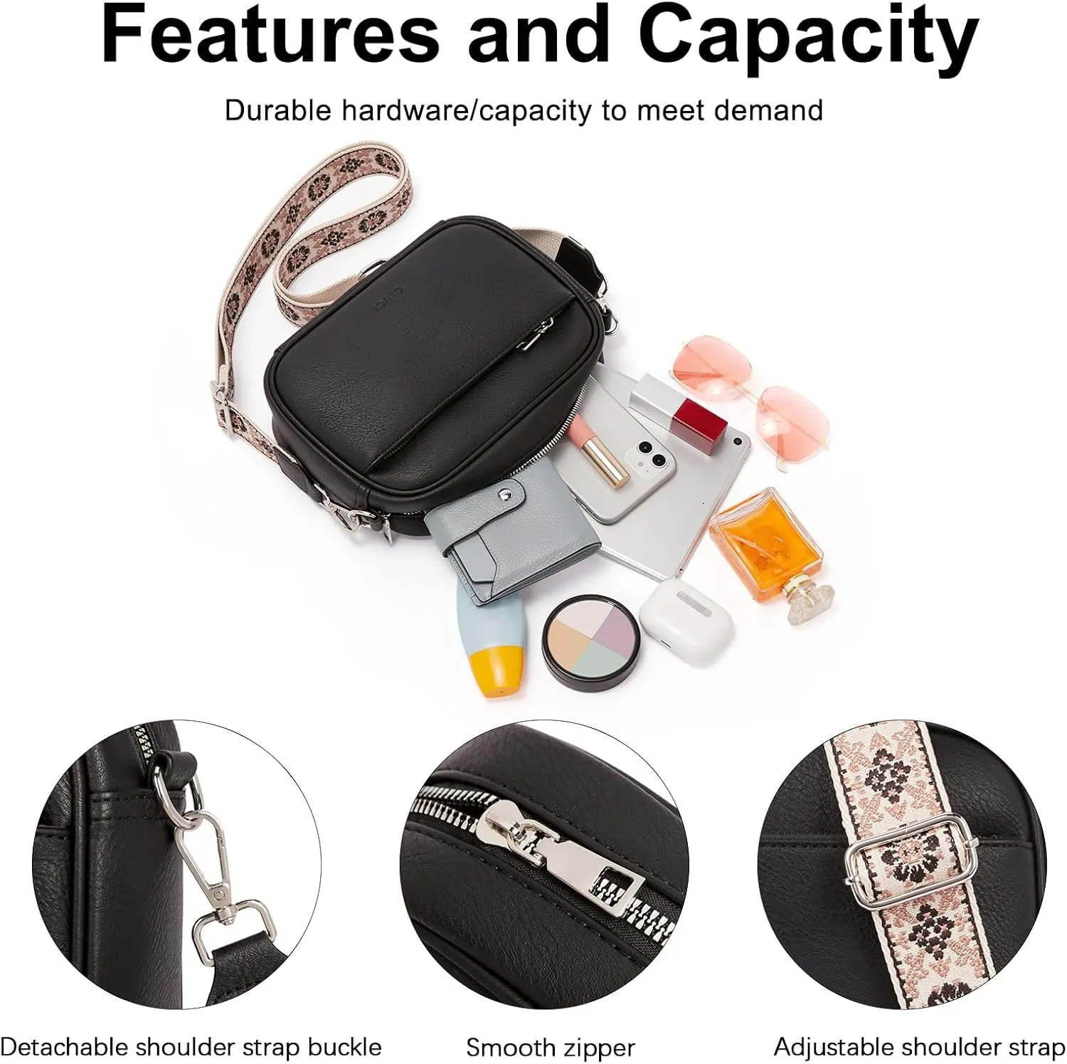 CLUCI Crossbody Bags for Women, Vegan Leather Shoulder Handbags，Purses for Women with Adjustable Wide Strap