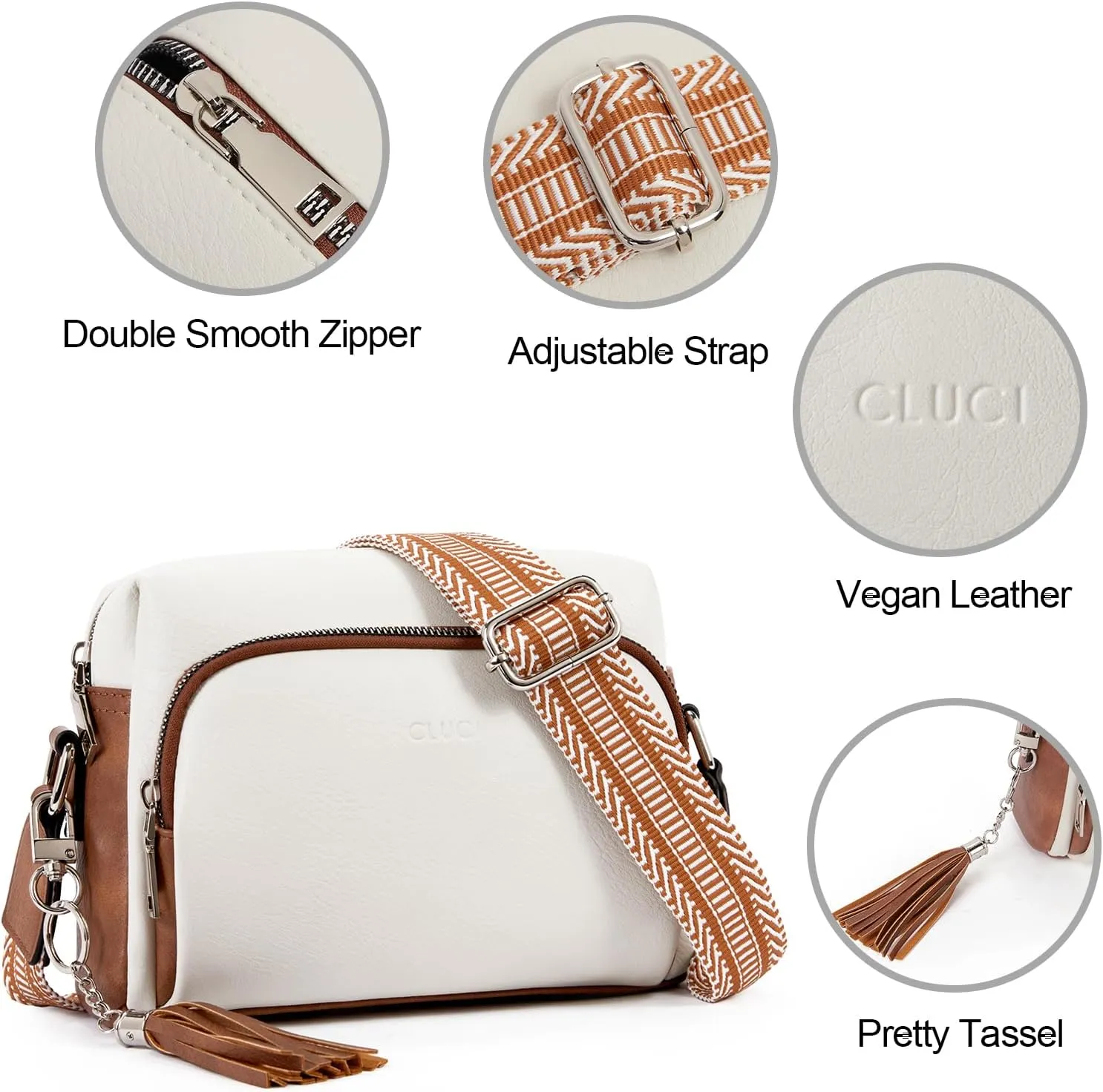 CLUCI Crossbody Bags for Women, Vegan Leather Shoulder Handbags，Purses for Women with Adjustable Wide Strap