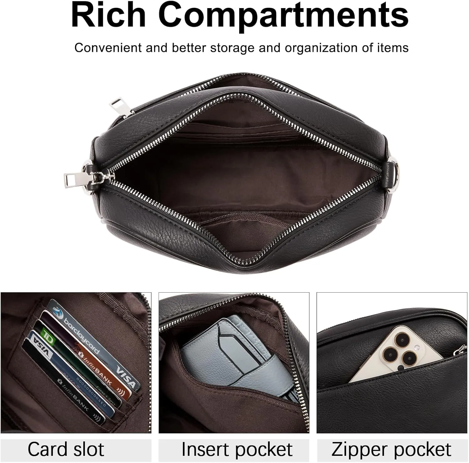 CLUCI Crossbody Bags for Women, Vegan Leather Shoulder Handbags，Purses for Women with Adjustable Wide Strap