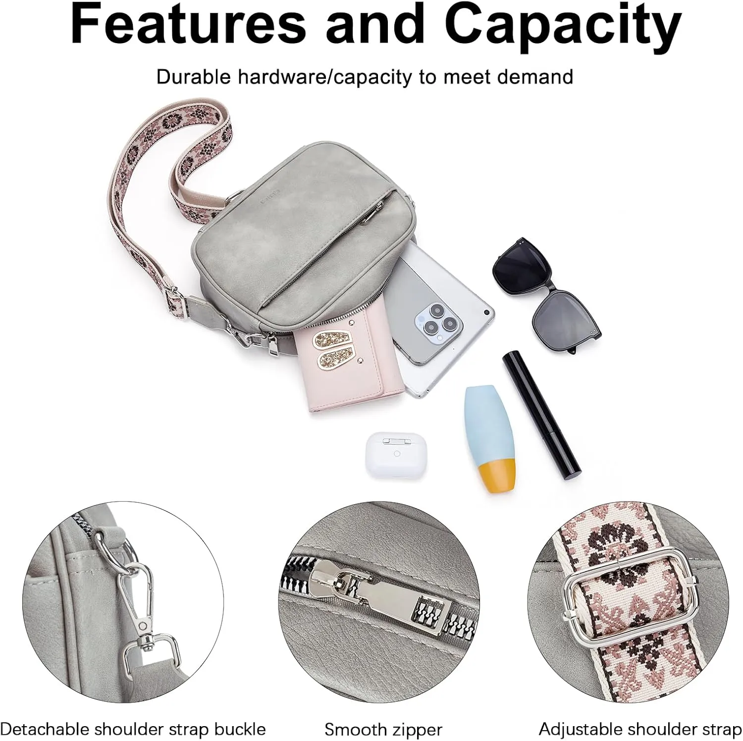 CLUCI Crossbody Bags for Women, Vegan Leather Shoulder Handbags，Purses for Women with Adjustable Wide Strap