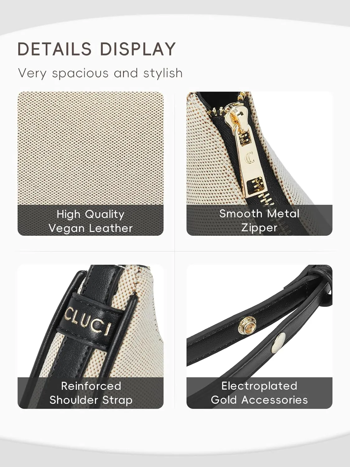CLUCI Shoulder Bag,Purses for Women Dumpling Small Hobo Bags Vegan Leather Ladies Clutch with Adjustable Strap