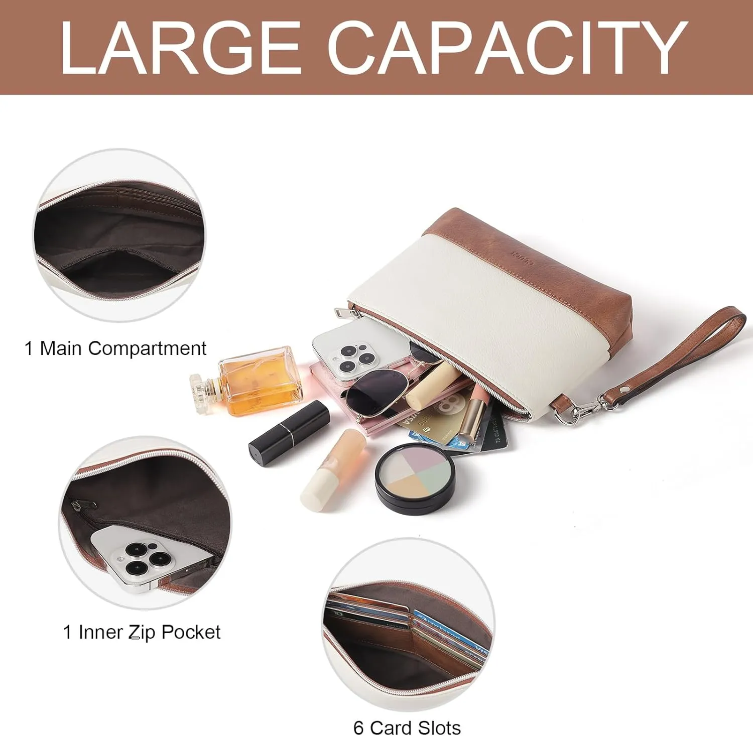 CLUCI Wristlet Wallet for Women Large Capacity Leather Clutch Purse Slim Ladies Travel Credit Card Holder Phone Organizer