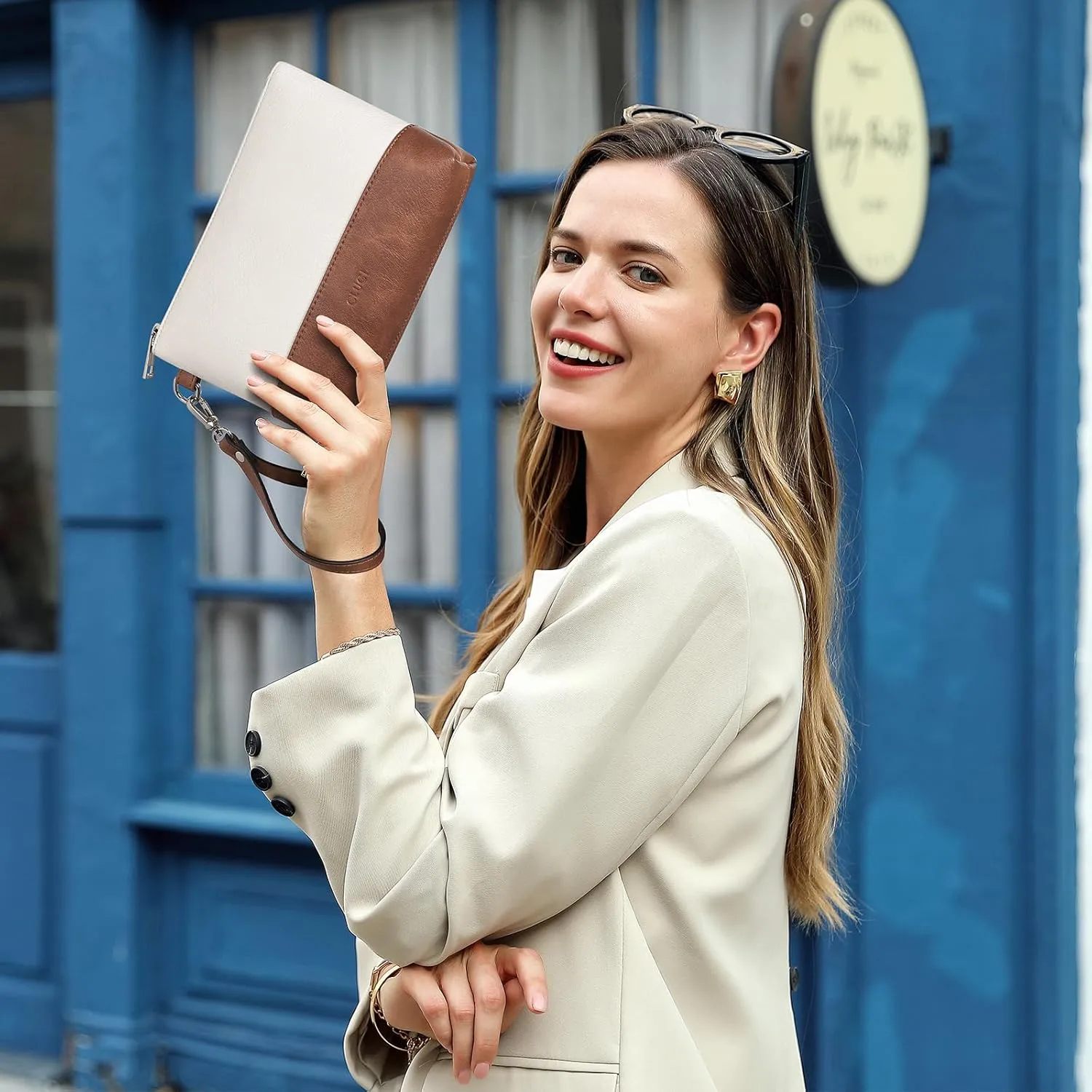 CLUCI Wristlet Wallet for Women Large Capacity Leather Clutch Purse Slim Ladies Travel Credit Card Holder Phone Organizer