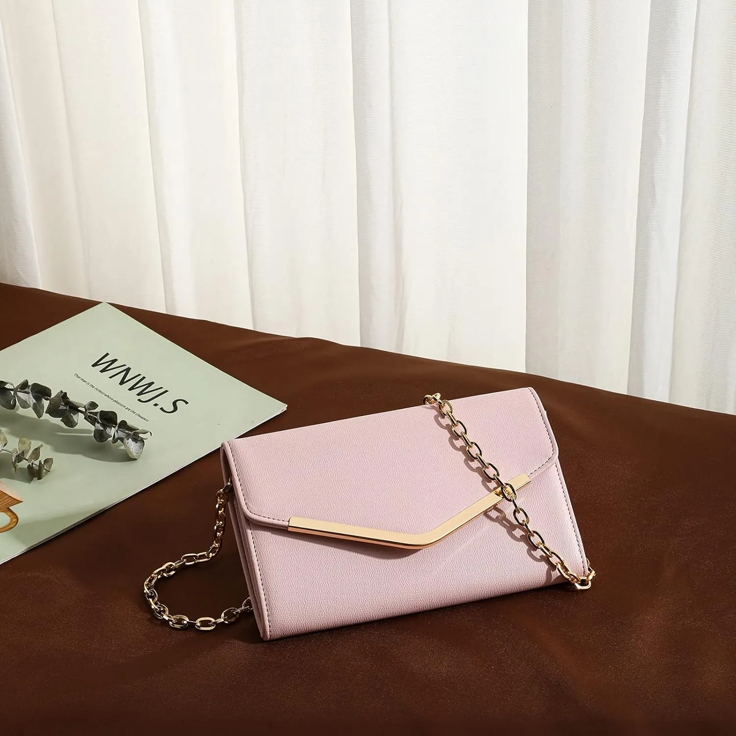 Clutch Purse Evening Bag for Women, Envelope Handbag With Detachable Chain for Wedding and Party