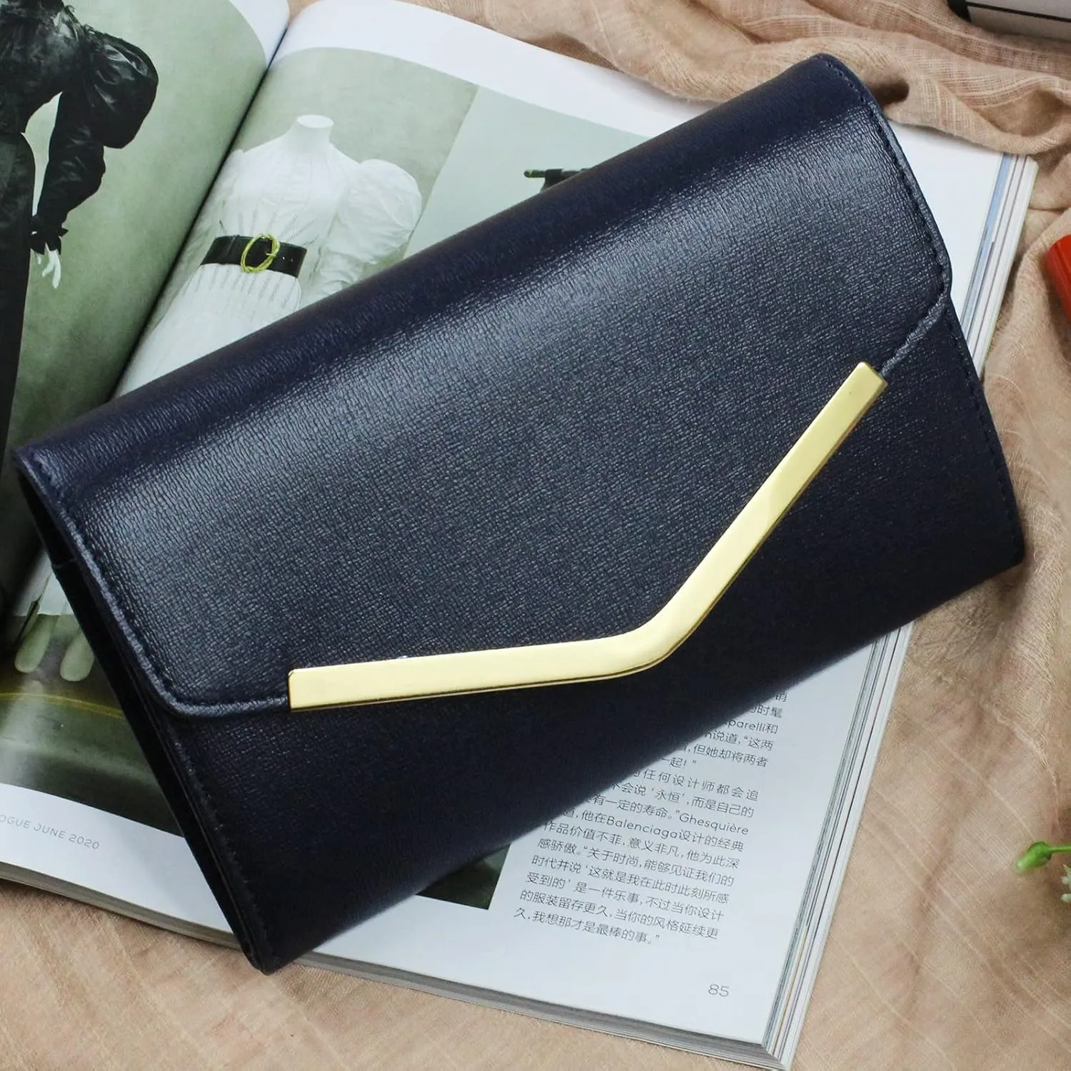 Clutch Purse Evening Bag for Women, Envelope Handbag With Detachable Chain for Wedding and Party