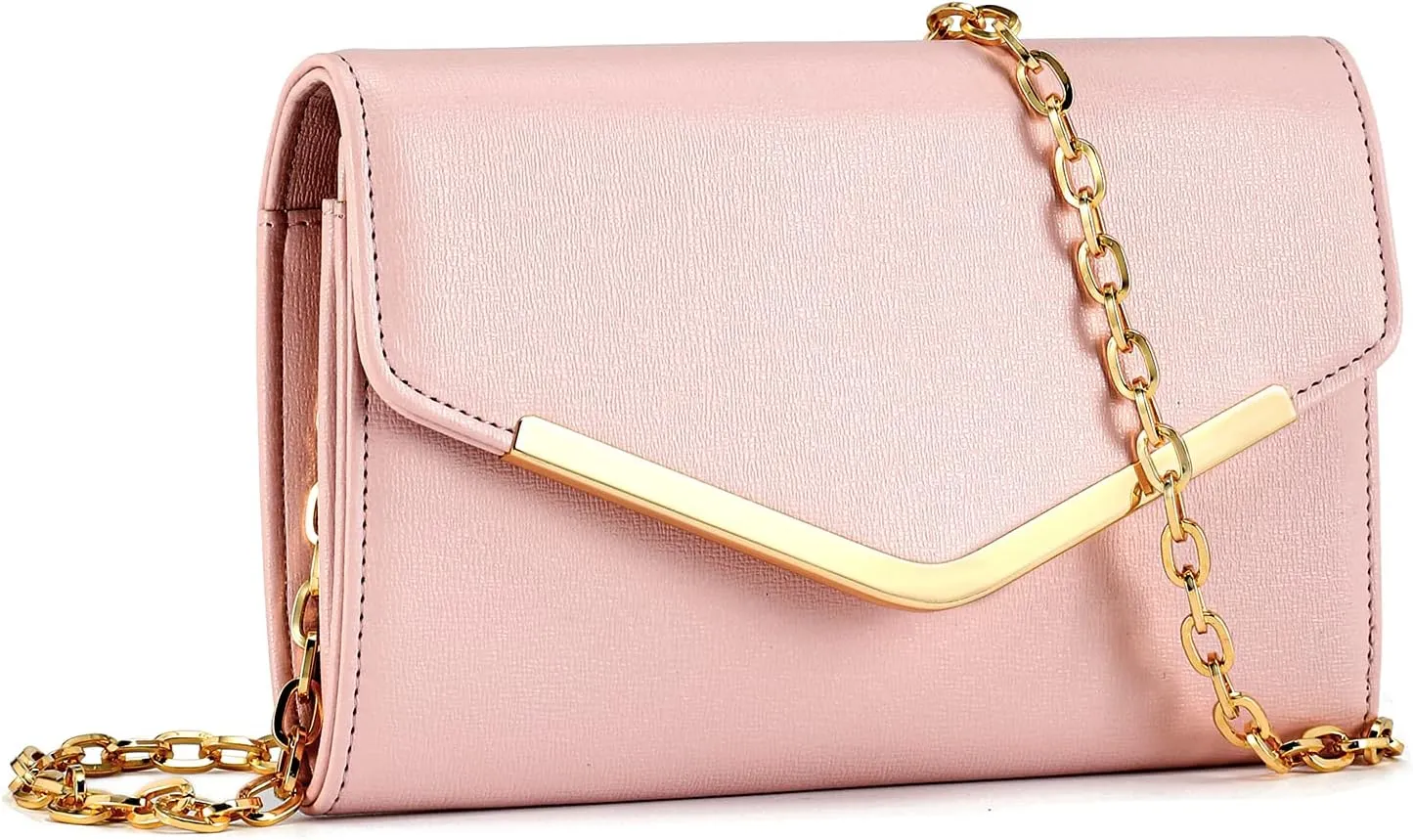 Clutch Purse Evening Bag for Women, Envelope Handbag With Detachable Chain for Wedding and Party