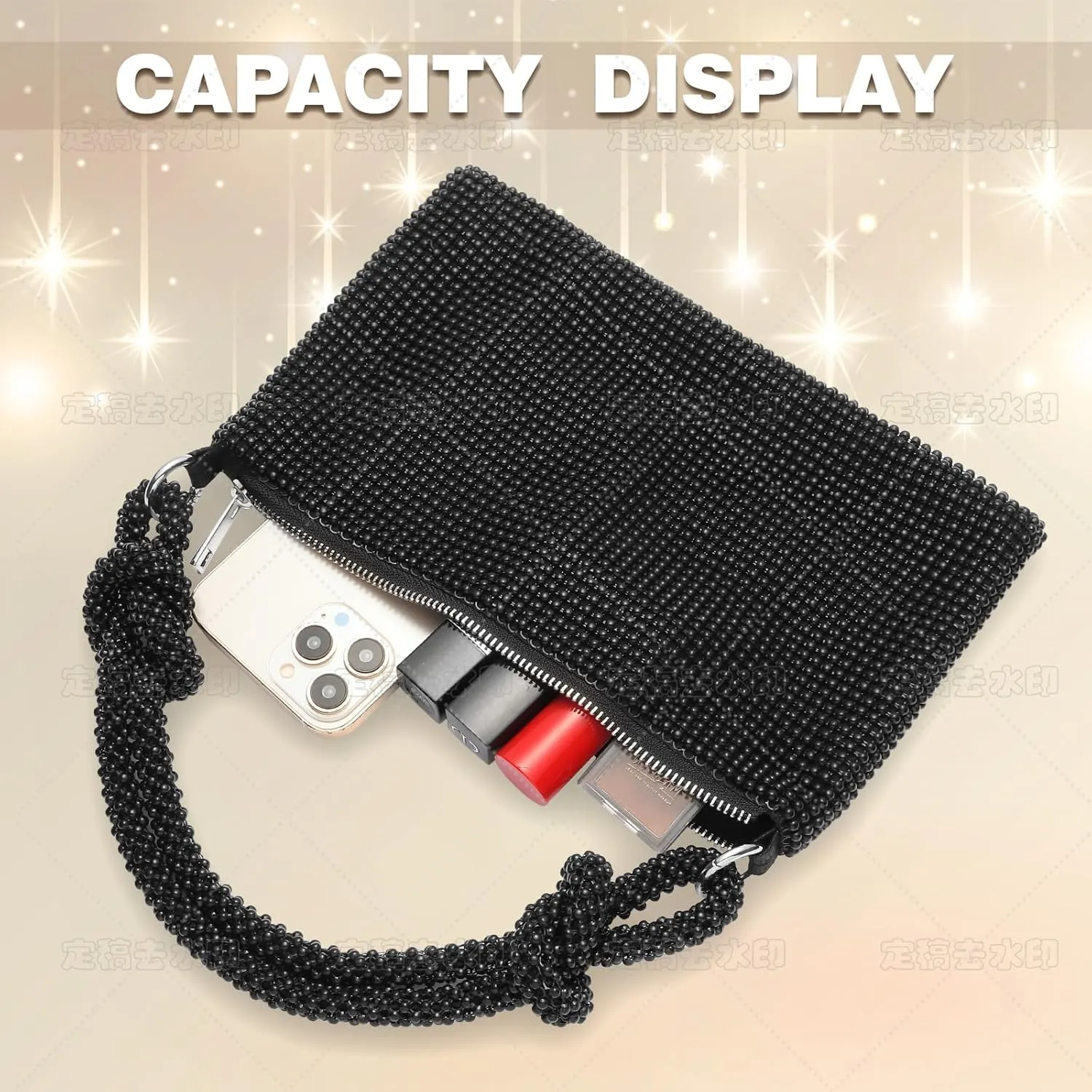 Clutch Purse for Women,Sparkly Rhinestone Evening Bag Wedding & Party Accessories,Handbag Fits Phone,Wallet & Lipstick