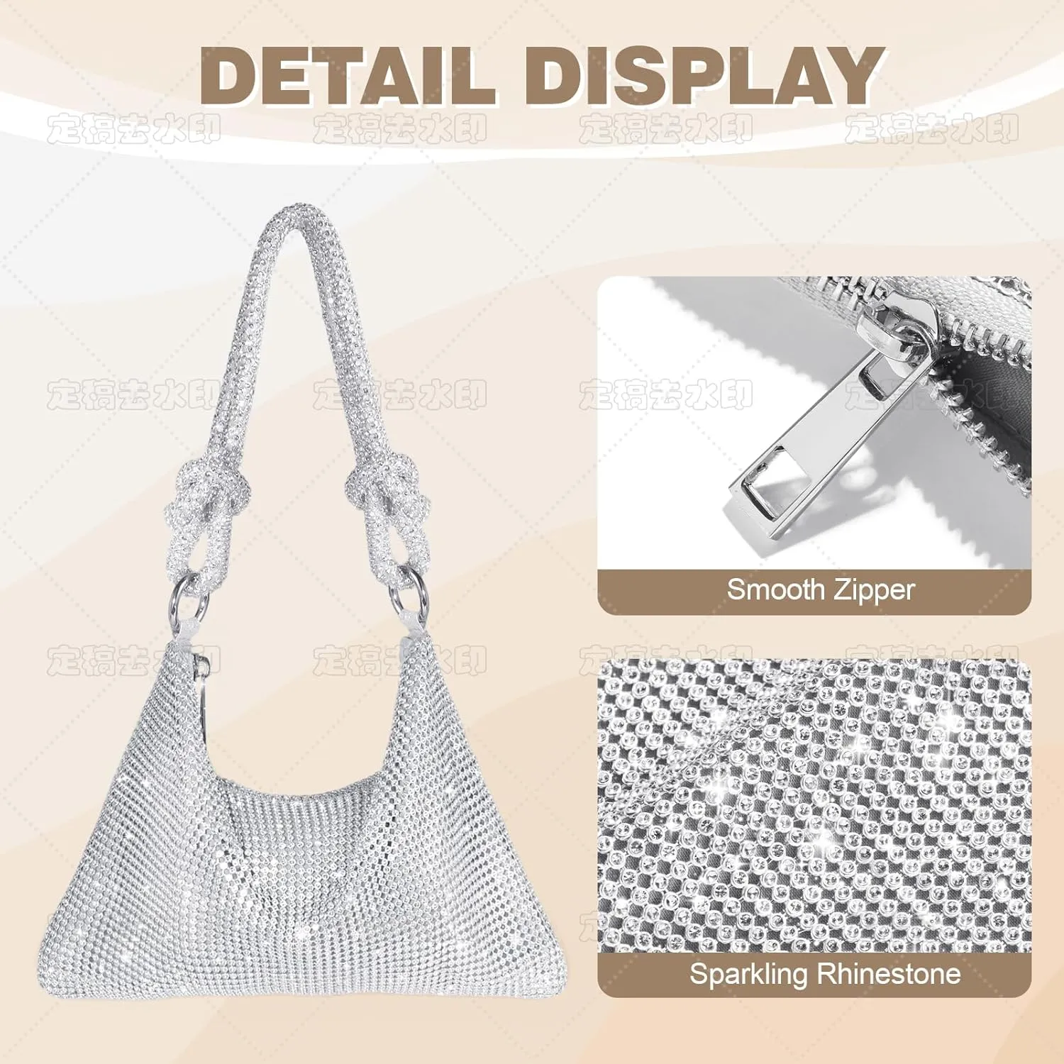 Clutch Purse for Women,Sparkly Rhinestone Evening Bag Wedding & Party Accessories,Handbag Fits Phone,Wallet & Lipstick