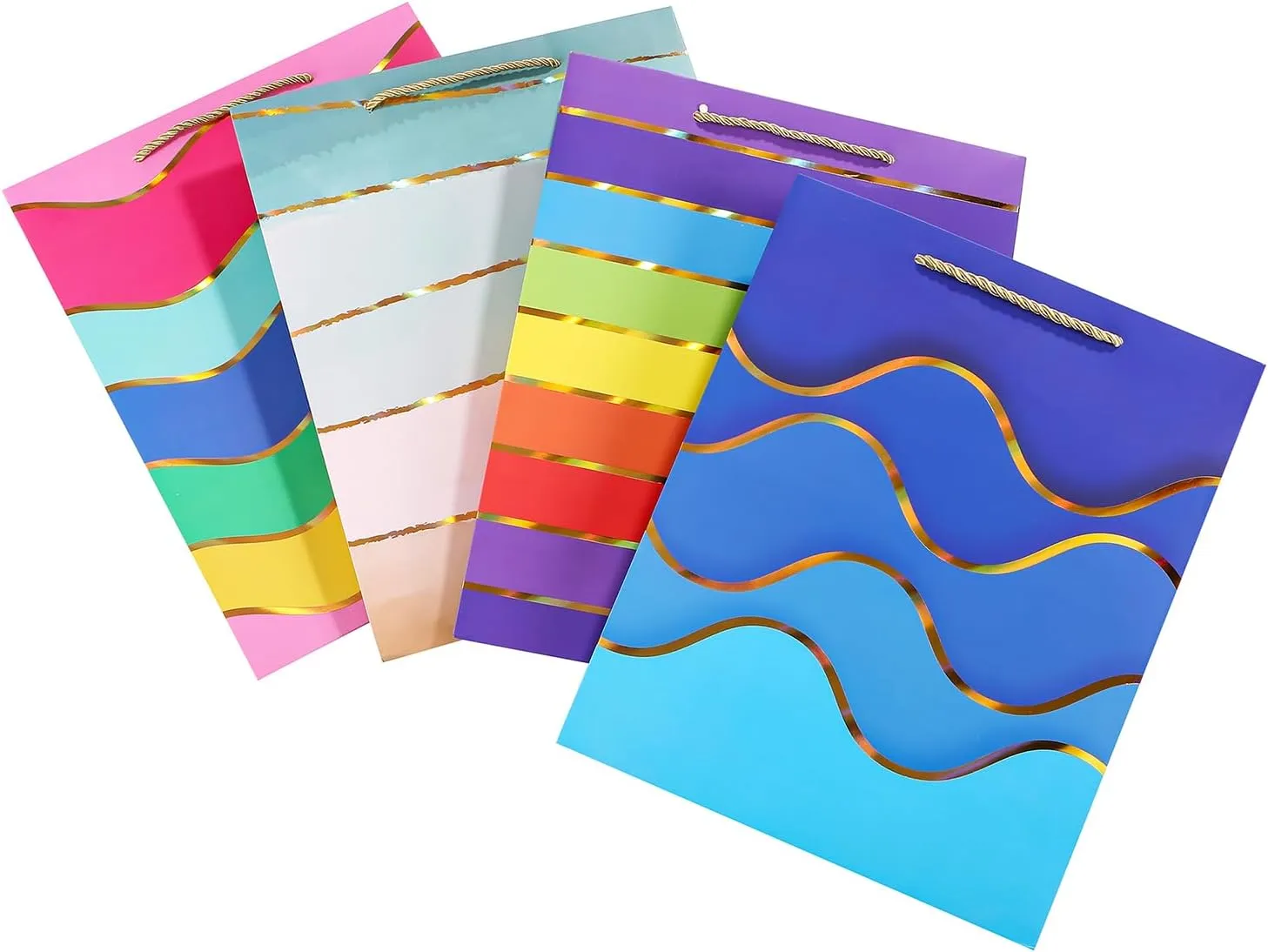 Cmecial 15.7" Paper Gift Bags with Tissue Paper, Extra Large Gift Bags with Handles, Birthday Bags Medium Size, Rainbow Bag Large Size, Medium Birthday Wrap Bag Set for Kids