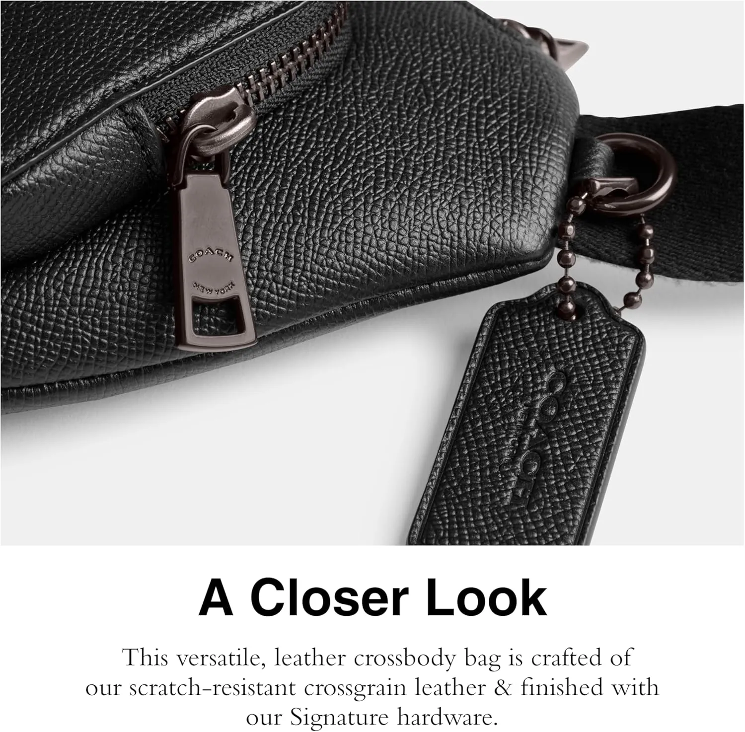 COACH Belt Bag in Crossgrain Leather, Black