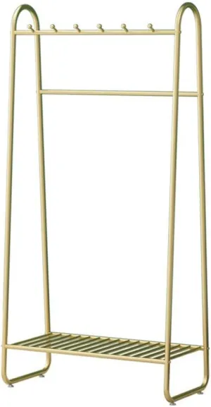 Coat Rack,Standing Coat and Hat Hanger Organizer Rack with 6 Hooks,Easy Assembly,for Clothes,Hats,Handbags,Umbrella,Height 160cm,Golden.