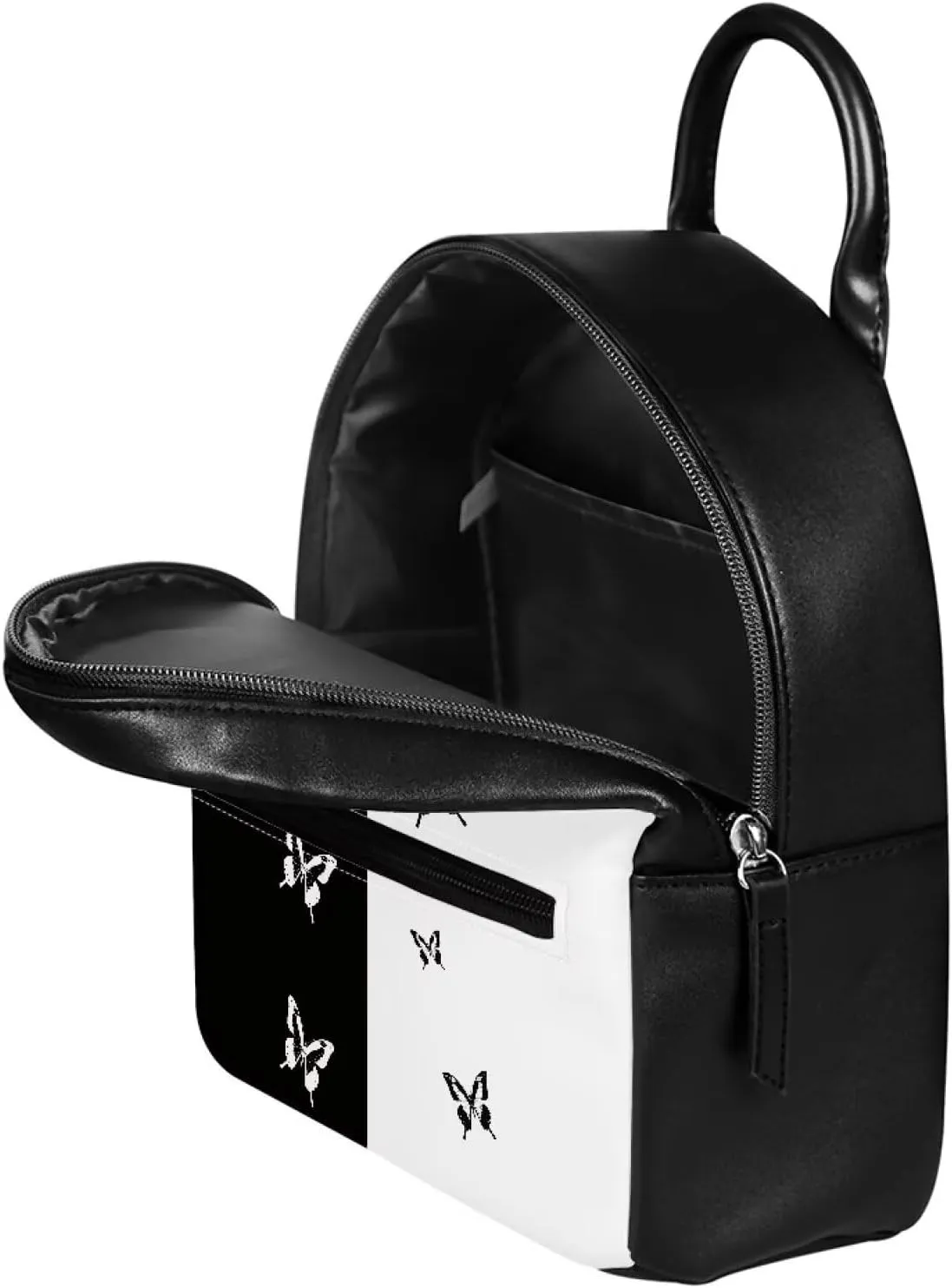 COEQINE Gothic Mini Backpack Purse for Women Black Butterfly Leather Bags For Women Birthday Christmas Party Shopping Bag Handbag With Front Zipper Pocket Portable Daypack