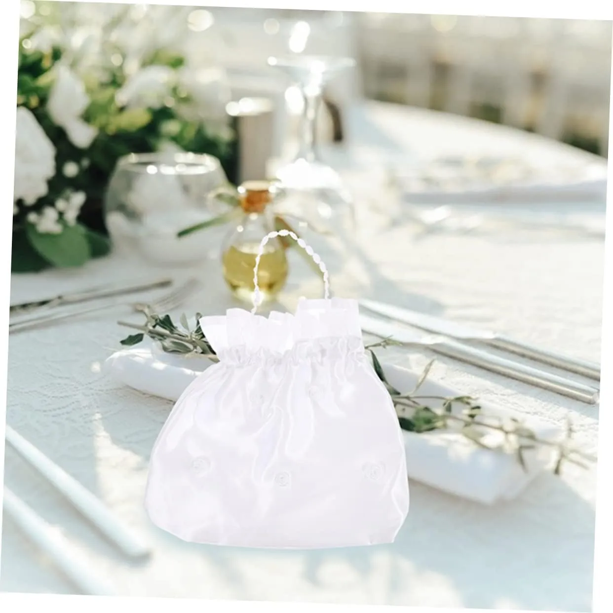 COHEALI Sets Bridal Handbag Set Wedding Bridal Tote Bags Flower Design Handbag Present Bag for Bridesmaid Wedding White Purse for Girls Pcs