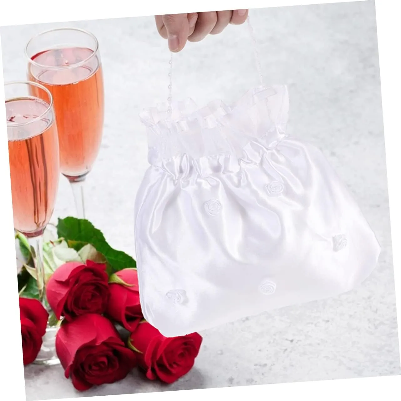 COHEALI Sets Bridal Handbag Set Wedding Bridal Tote Bags Flower Design Handbag Present Bag for Bridesmaid Wedding White Purse for Girls Pcs
