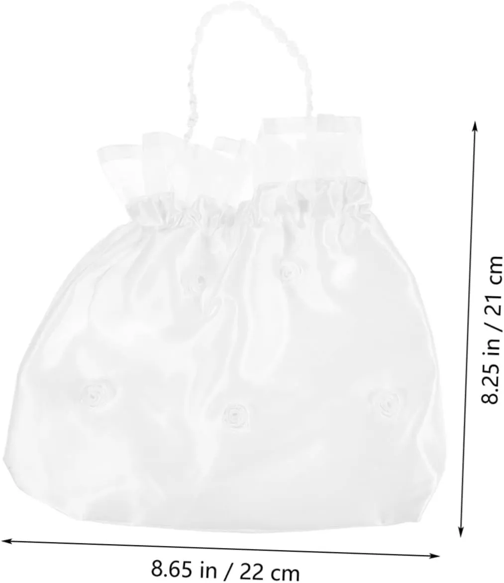 COHEALI Sets Bridal Handbag Set Wedding Bridal Tote Bags Flower Design Handbag Present Bag for Bridesmaid Wedding White Purse for Girls Pcs