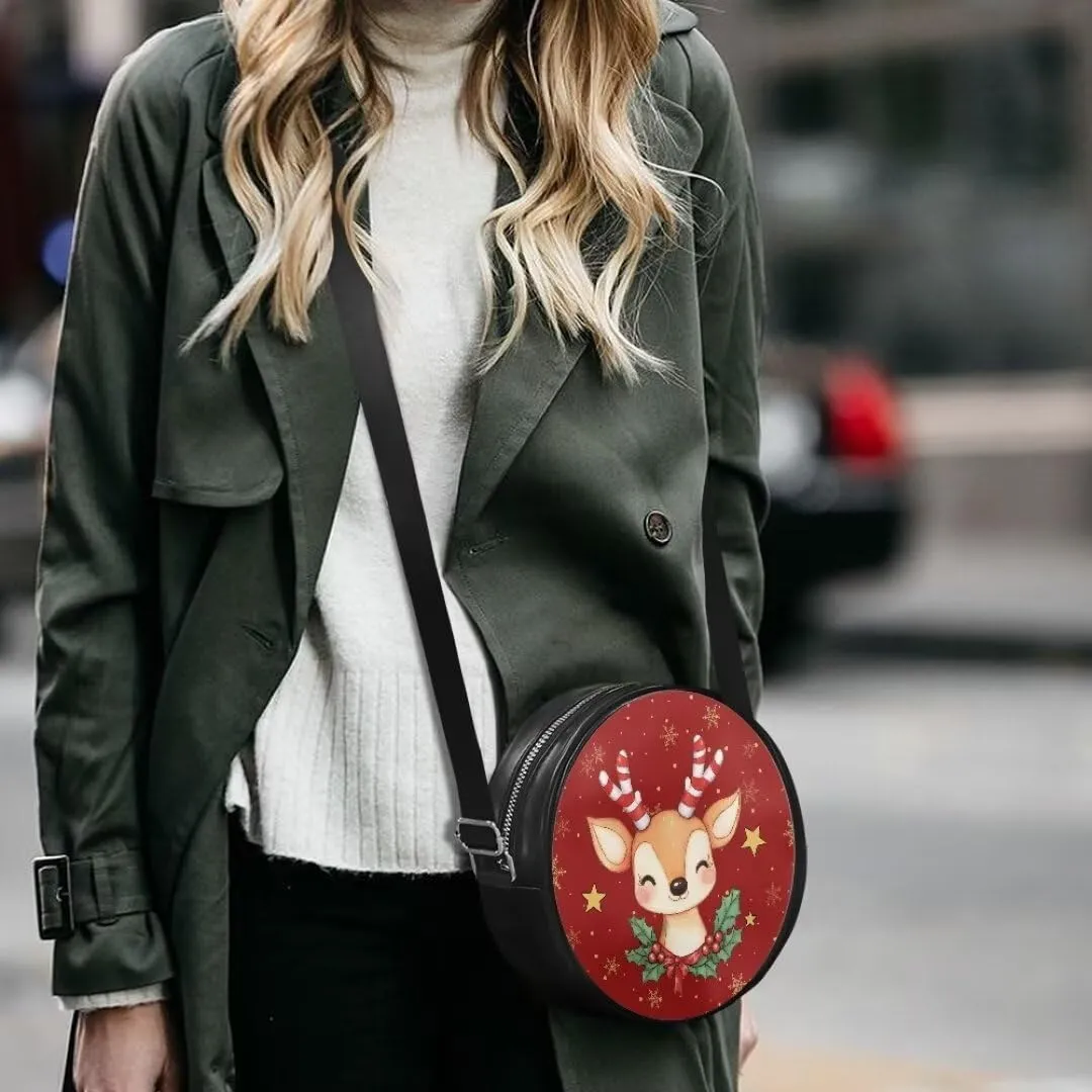 Coldinair Dog Paw Shoulder Bag for Women Leather Crossbody Shoulder Handbags Circle Crossbody Purse Small Tote Satchel